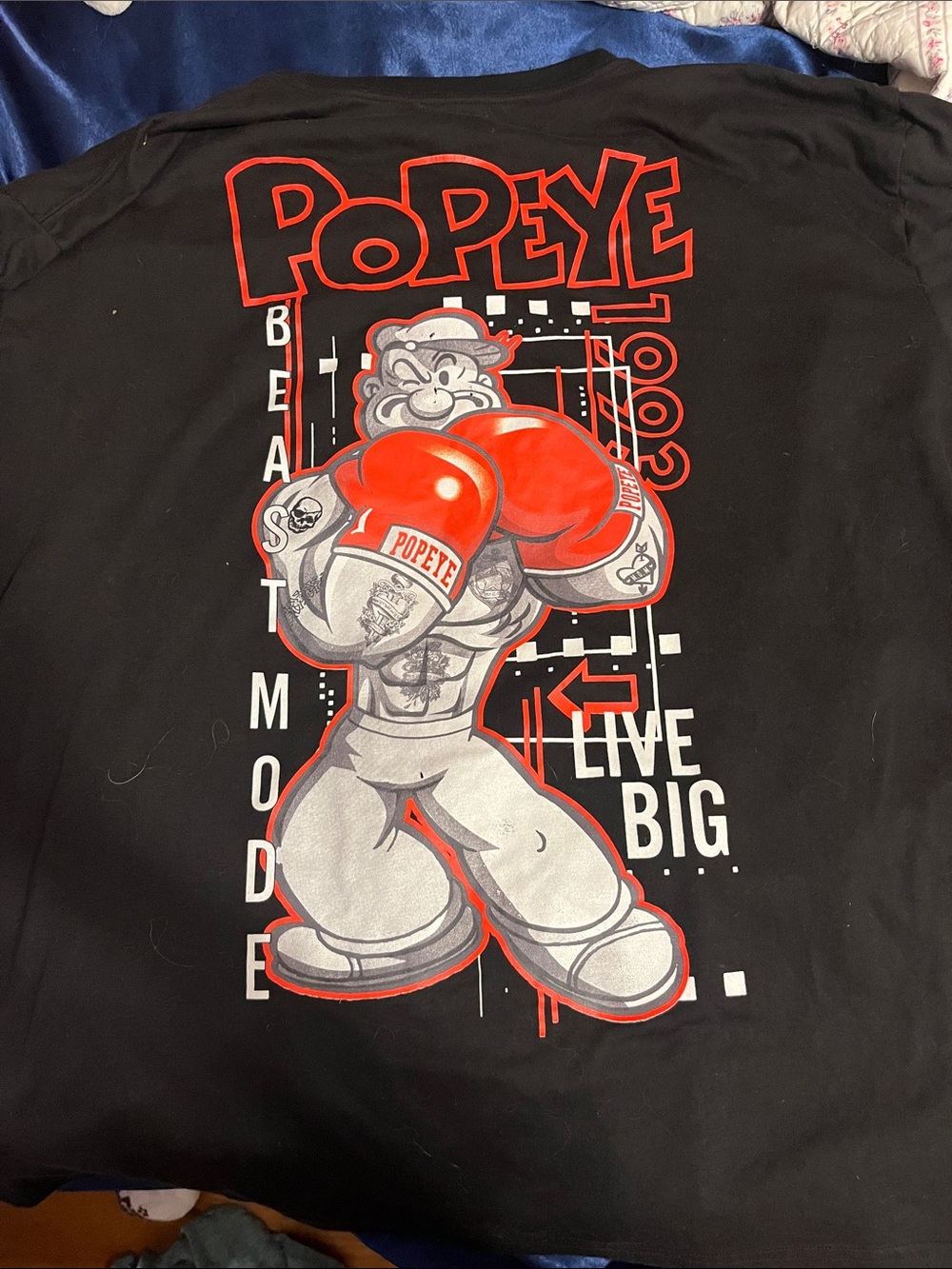 Popeye Live Big Short Sleeve Tee - Black/Red
